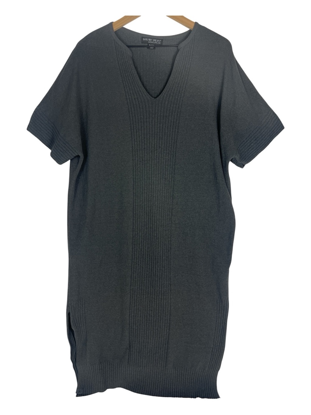 Barefoot Dreams OSFM Caftan Kaftan Charcoal Gray V Neck - Picture 2 of 11